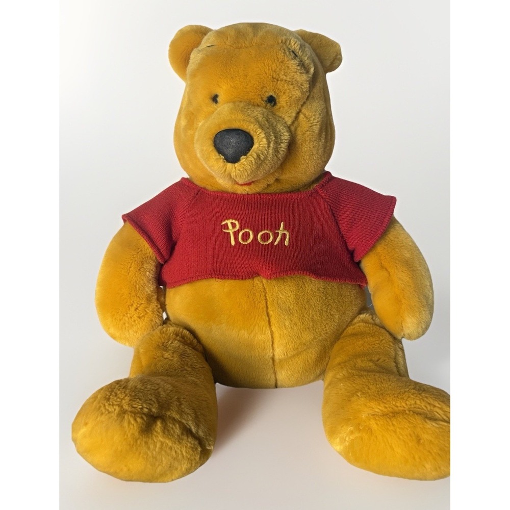 Disney Winnie The Pooh Plush Walt Disney World Red Knit Sweater Vintage 18"